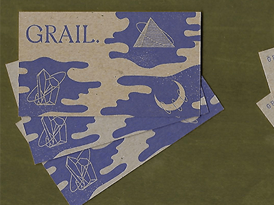 Grail Business Card Front design illustration letterpress