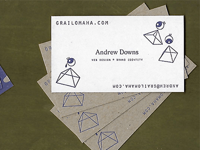 Grail business Card back design illustration letterpress