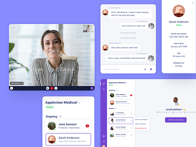 Components | Virtual medical appointments app chat chat app medical medical app ui video chat web