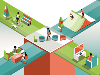 Isometric concept featuring cba loop illustration isometric colorful isometric design kenya vector