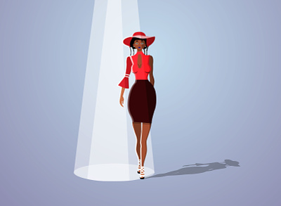 Mysterious lady africa catwalking fashion fashion model illustration red vector