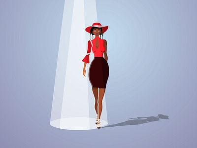 Mysterious lady africa catwalking fashion fashion model illustration red vector