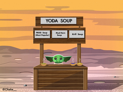 baby yoda selling soup