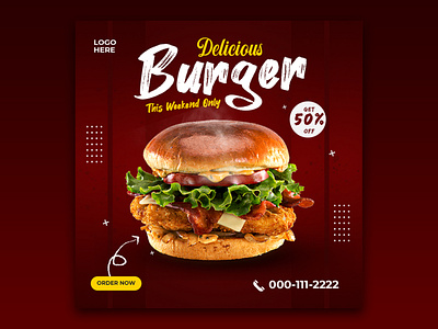 Burger Food Social Media Design instagram food