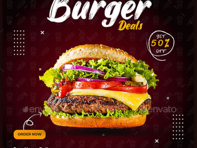 Fast Food Burger Social Media Templates red