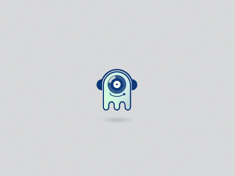 Logotype for DJ MF animated blue dj green headphones illustration logo logotype music smile vinyl
