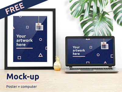 Free Poster and Computer Mockup! computer figure free free design resources geometric mock up mockup photo poster realistic
