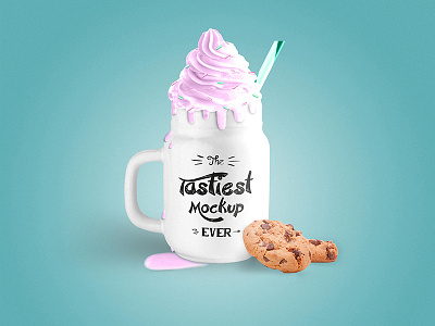 Tasty Mug Mockup coffee cup dessert mock up mockup mug psdtemplate smart object tasty tea whipped cream