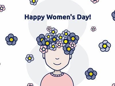 Happy Women's Day! design flower illustration pink vector women womens day