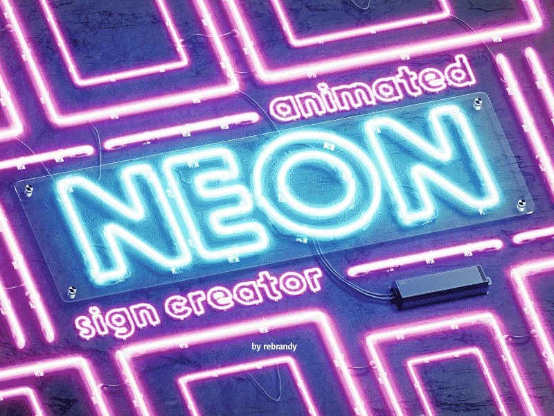 Neon Animated Sign Creator animated animation banner character creator decoration electric font glowing illuminated initial lamp letter neon sign signage signboard symbol tube typeface