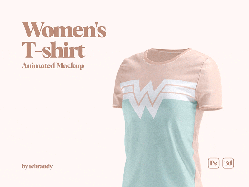 Women's T-shirt Animated Mockup animated apparel basic clothes clothing design download fabric female jersey logo mockup psd sport t shirt tee shirt tshirt undervest woman women