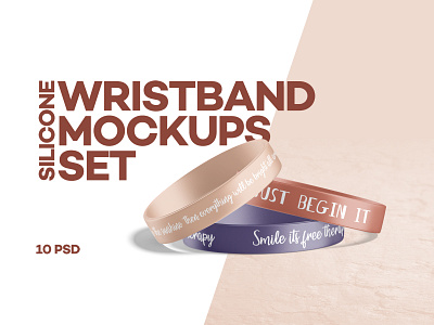 Silicone Wristband Mockups Set accessory armlet download mockup psd rubber symbol