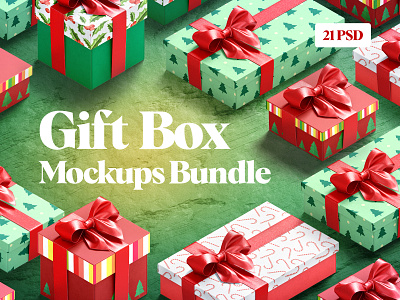 Gift Box Mockups Bundle basket birthday cardboard christmas holiday mockup pack package packaging present xmas