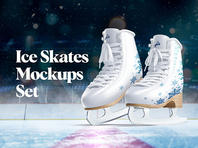 Ice Skates Mockups Set footwear hockey ice skating mockup psd skating winter