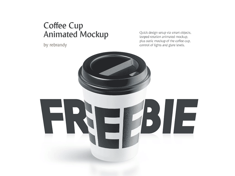 Freebie! Coffee Cup Animated Mockup animated coffee coffeeshop cups free download freebie gif mock up mockup psd rotate