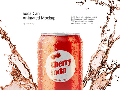 Soda Can Animated Mockup alcohol alluminium animated bank beer can beverage cocktail cola download mock up mockup psd