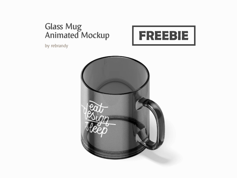 Freebie! New Glass Mug Animated Mockup animated free download freebie gif glass mock up mockup mug psd rotate