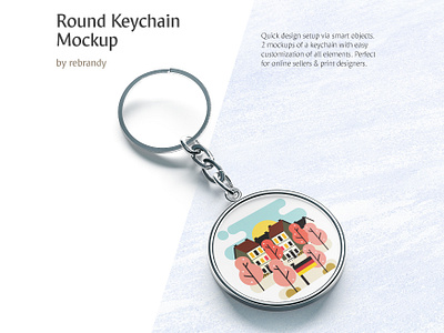 Round Keychain Mockup accessory advertising bibelot company customizable design download keychain keyholder mockup psd trinket