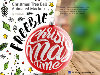 Freebie! Christmas Tree Ball Animated Mockup