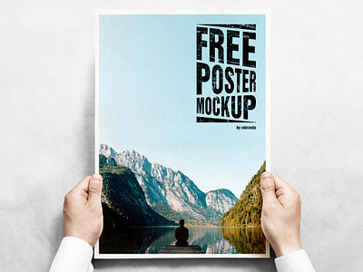 Freebie! Poster Mockup brochure canvas download free freebie hand mockup paper person placard poster psd sheet