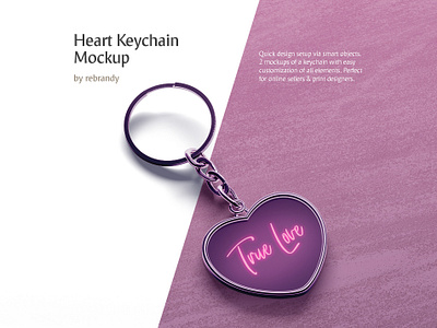 Heart Keychain Mockup