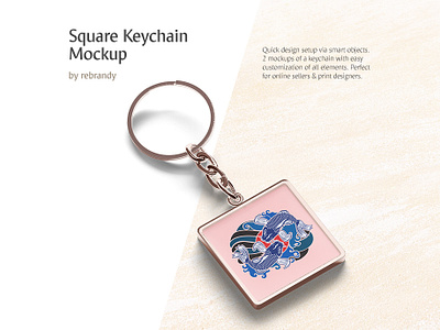 Square Keychain Mockup accessory branding breloque car chain design door download holder key key chain keychain keyring logotype mock up mockup psd souvenir square trinket