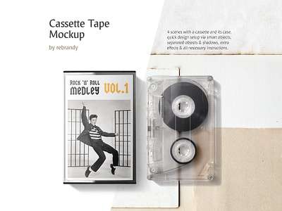 Cassette Tape Mockup audio box case casette cassete cassette cassette tape design download listen mock up mockup music old packaging psd record retro stereo tape