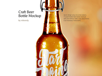 Craft Beer Bottle Mockup alchohol alcohol ale beer beer bottle beverage botle bottle craft design download drink drop glass kraft label mock up mockup pack psd