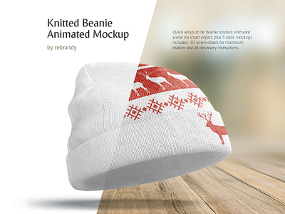 Knitted Beanie Animated Mockup accessory animated beanie cap cloth clothing covering download fashion hat head heat knit knitted mock up mockup psd thread weather winter