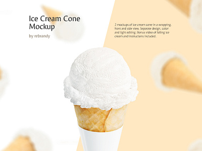 Ice Cream Cone Mockup ball cone cornet cream download food gelato ice ice cream ice pop icecream mock up mockup package packaging psd scoop sundae waffle wrapping