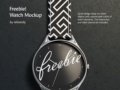 Freebie! Watch Mockup accessories accessory arm band bangle bracelet clock download free hand hour minute mock up mockup product design psd template time watch wristwatch