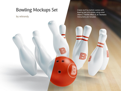 Bowling Mockups Set bal ball bowl bowling competition design download match mock up mockup ninepins pin psd recreation skitle skittle skittles sport strike stroke