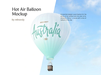 Hot Air Balloon Mockup adventure advertising airship ballon ballooning banner basket dirigible flight float gasbag hot air balloon inflatable logotype mockup outdoor psd sky transportation travel