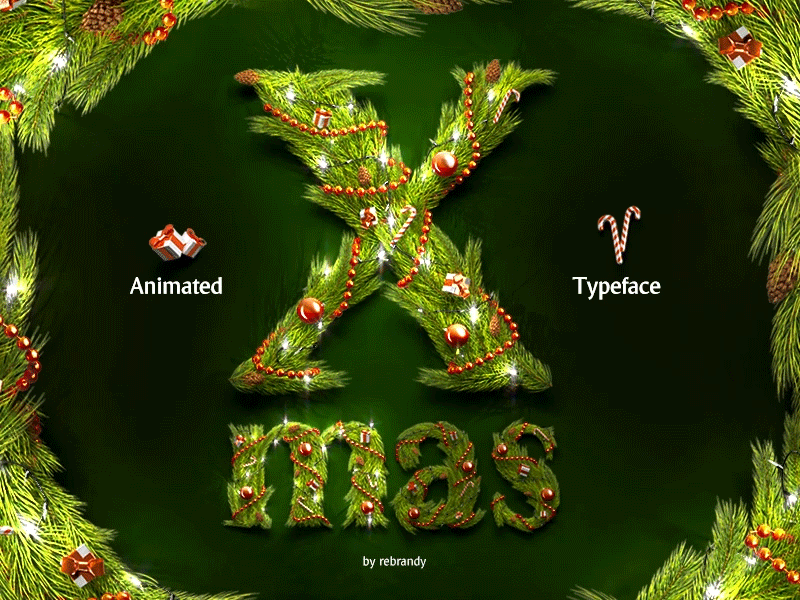 Christmas Animated Typeface alphabet animated animation branch capital character christmas decoration font letter lettering new year pine symbol text type typeface typeset uppercase xmas