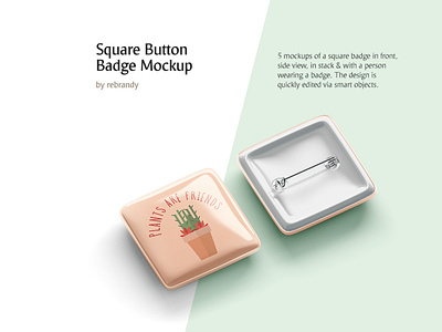 Square Button Badge Mockup