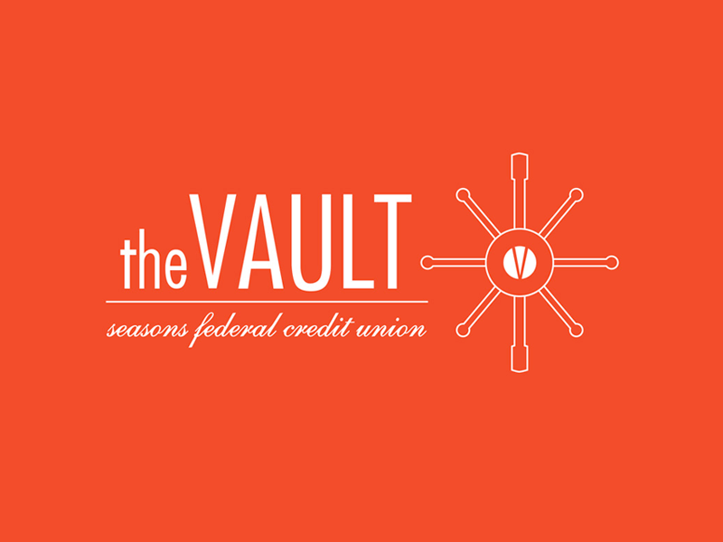 The Vault bank branding credit union illustrator logo minimal typography vault