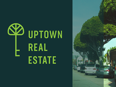 Uptown Real Estate green home key logo real estate real estate agency real estate logo tree