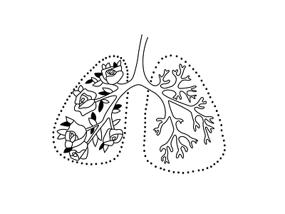Deep breath art illustration lines linework lungs roses sketch