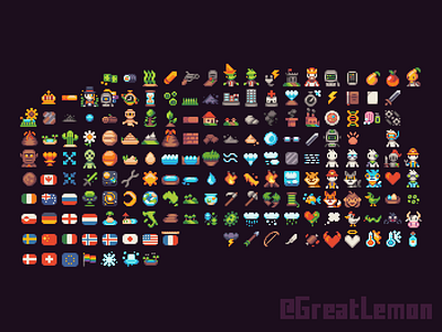 Random Pixel Icon Assortment 8bit clean cute greatlemon pixel retro scratch simple small smooth