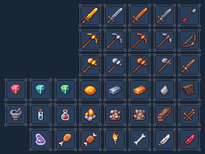 Nebulosa Inventory Icons 8bit clean game dev game development nebulosa pixel pixel art retro simple smooth