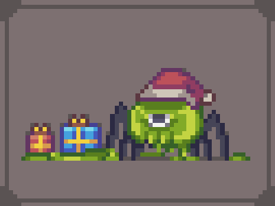 Santa Slimespidy presents xmas christmas santa spider slime softmilk32 softmilk cute tiny art small greatlemon scratch clean 8bit smooth retro simple pixel