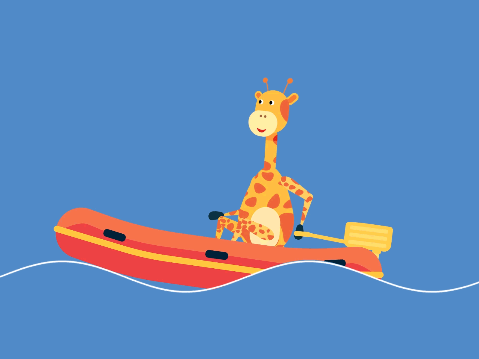 Cute Animal Giraffe on Dingi Boat Animation - After Effects