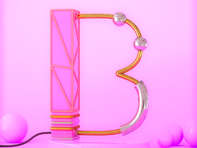 "B" 3D letter
