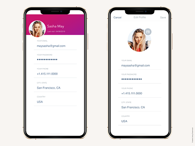 Profile I Edit profile page design editprofile iosapp iosmobileapp sketch ui uidesign ux