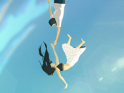 woman falling from sky drawing