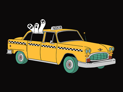 The Nooklyn Haunted Taxi branding color ghosts haunted haunted taxi illustration nooklyn procreate taxi