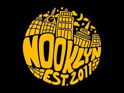 Circle Nooklyn Lettering badge branding city design drawing graphic graphic design illustration lettering logo typography