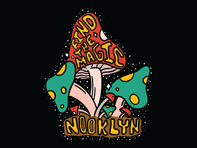 Find The Magic branding design funky graphic design illustration magic mushroom mushrooms nooklyn sticker