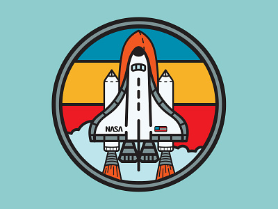 Space Shuttle Discovery badge design icons illustration shuttle space vector