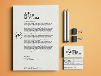 Field Museum Letterhead and Business Card 2d abstract badge branding color design graphic graphic design logo minimal redesign typography